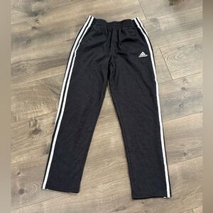 Adidas Kids Black Joggers with White Stripes